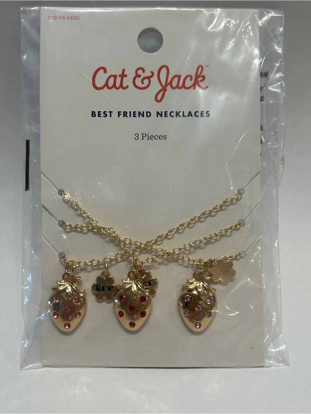 Cat & Jack Best Friend Necklaces Strawberry Charm Gold Tone BFF Jewelry Kids